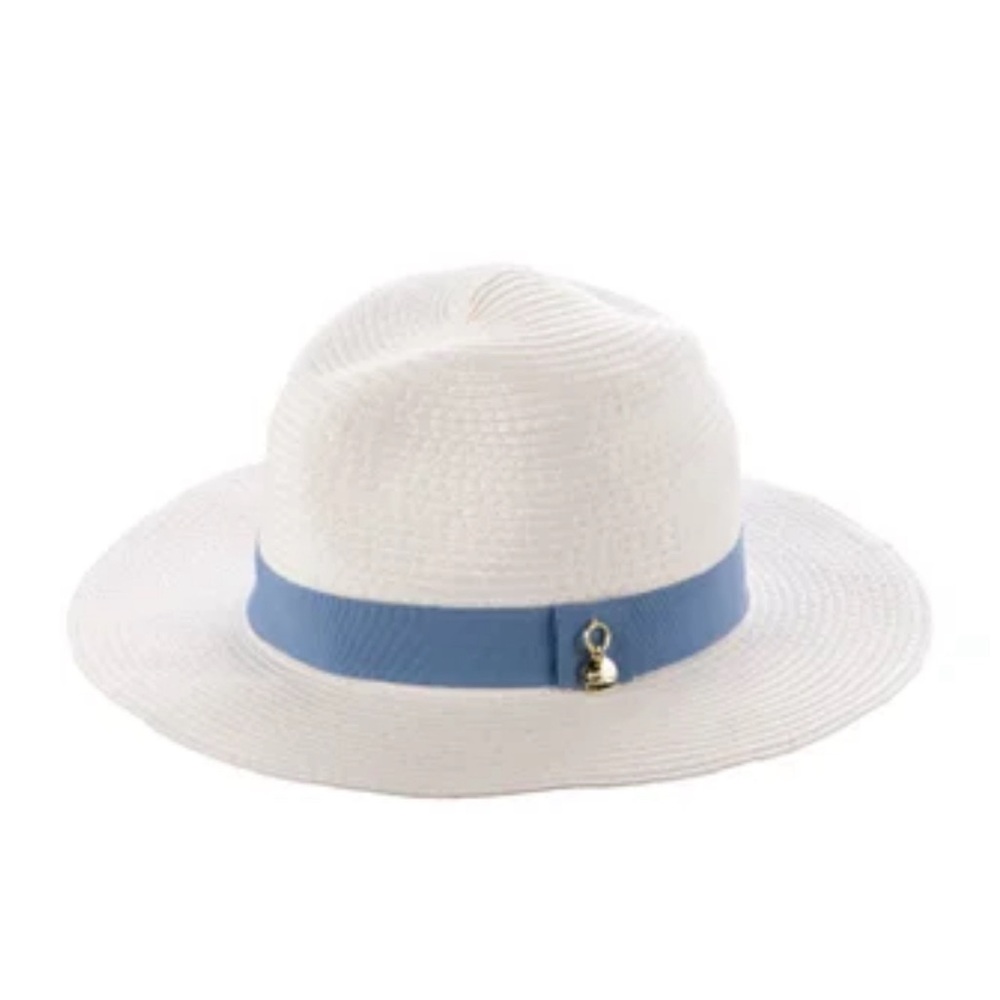 Melissa Obadash Fedrora Sun Hat in White/Blue Denim Color O/S EUC